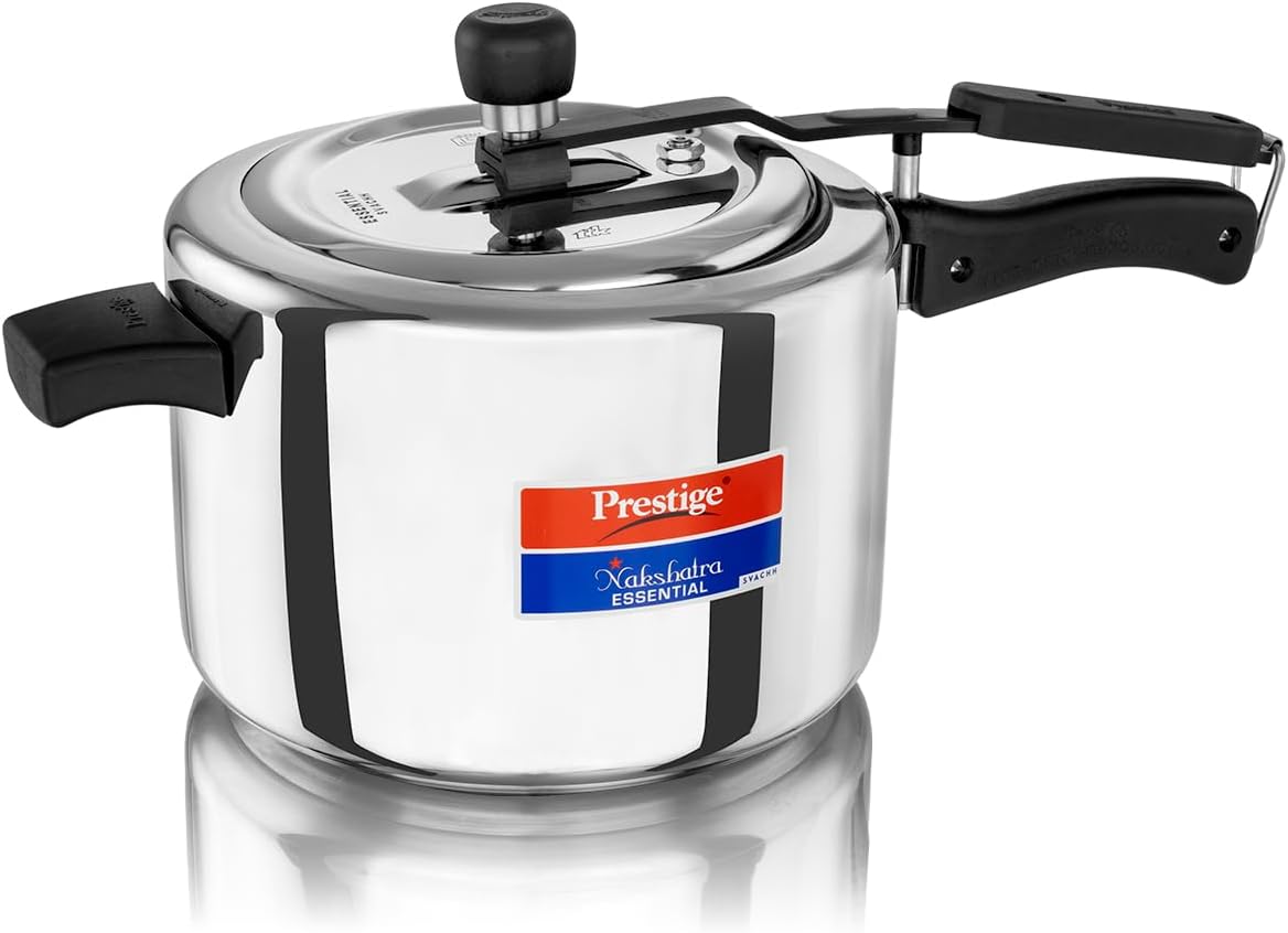 Prestige 5L Essential Svachh Pressure Cooker with Spillage Control Lid Cooker | Triply Induction Bottom | MPN20538
