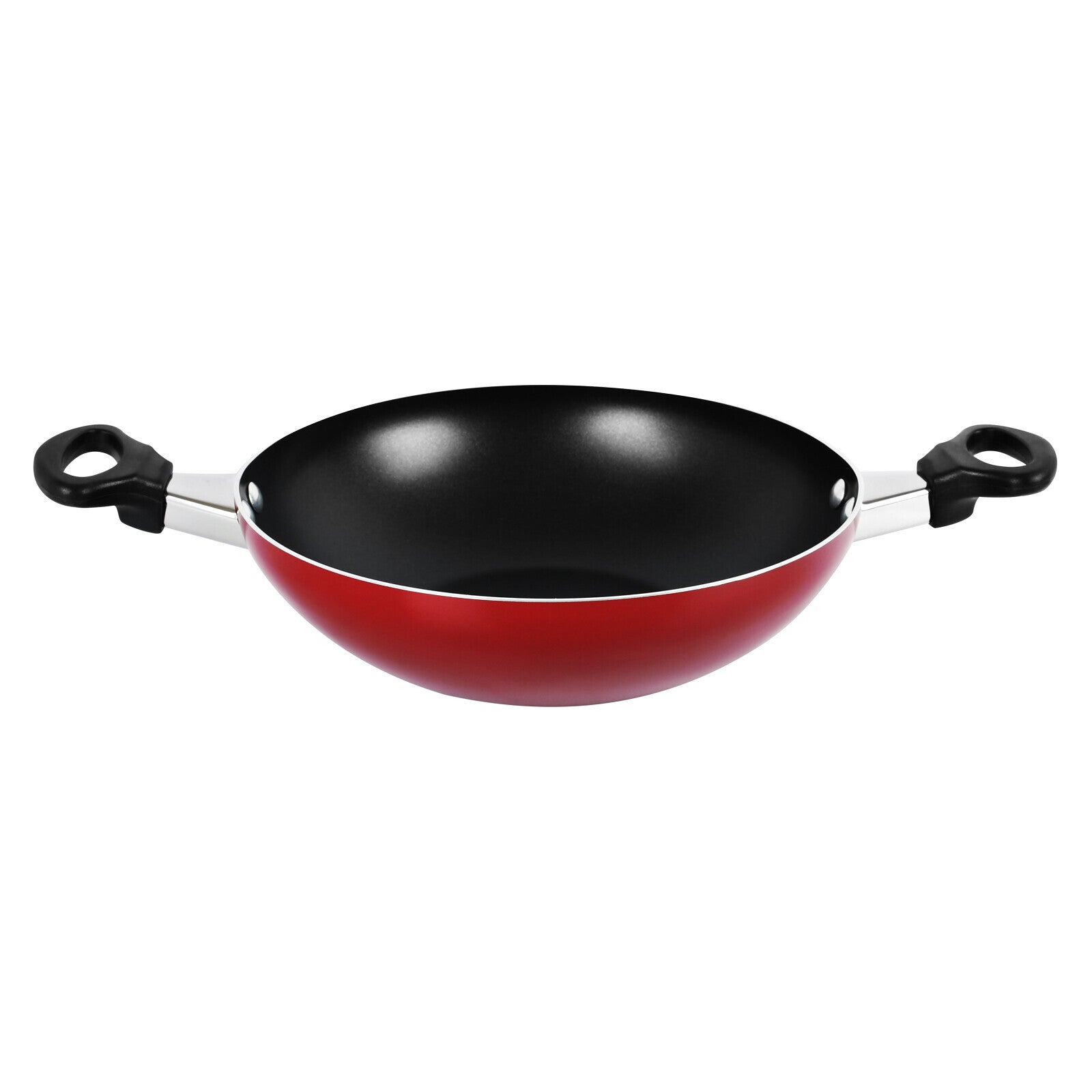 Prestige Classique Non-Stick Large Kadai Belly Bottom With Lid 28 Cm | 3X Ultra Tough Aluminium Kadai | Red - PR15881
