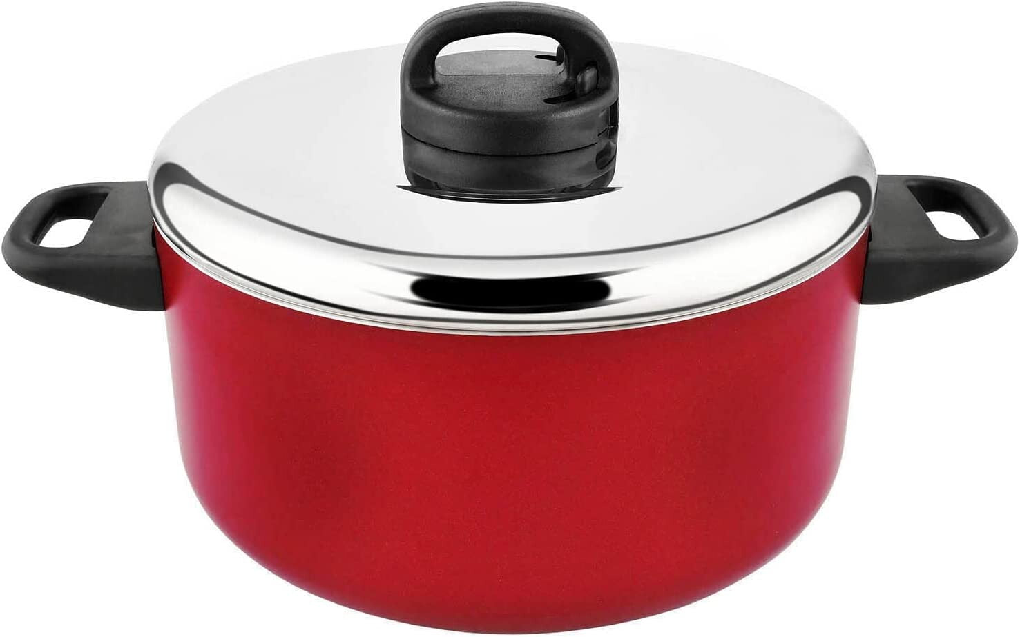 Prestige Classique Non-Stick Casserole 24 cm | 3X Ultra Tough Cooking Pot with Stainless Steel Lid | Red - PR15912