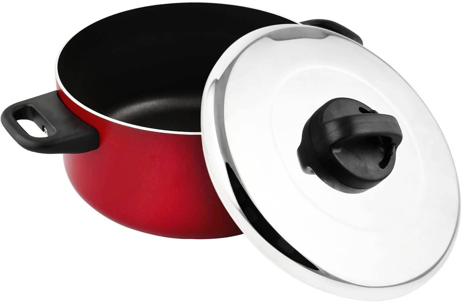 Prestige Classique Non-Stick Casserole 24 cm | 3X Ultra Tough Cooking Pot with Stainless Steel Lid | Red - PR15912