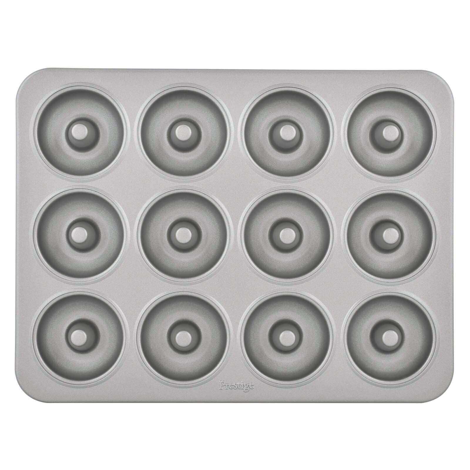 Prestige Mini Donut Pan | Non-Stick Baking Pan with 12 Cup | Donut Baking Tray | Grey - PR218616