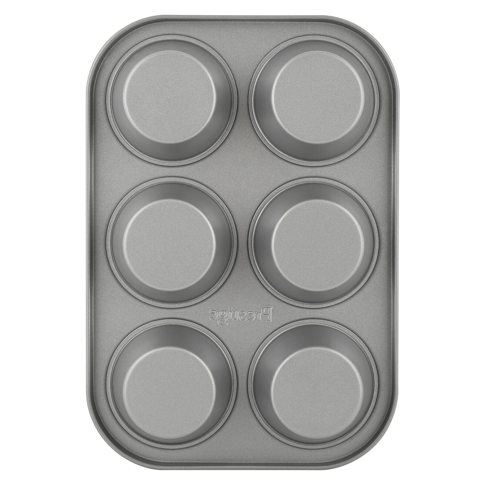 Prestige Non-Stick Carbon Steel 6 Pcs Cup Muffin Pan | Cupcake Baking Pan | Grey - PR28611