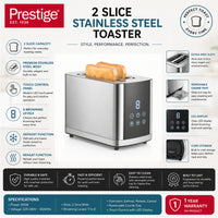 Prestige Stainless Steel 2 Slice Toaster 800W | PR81535
