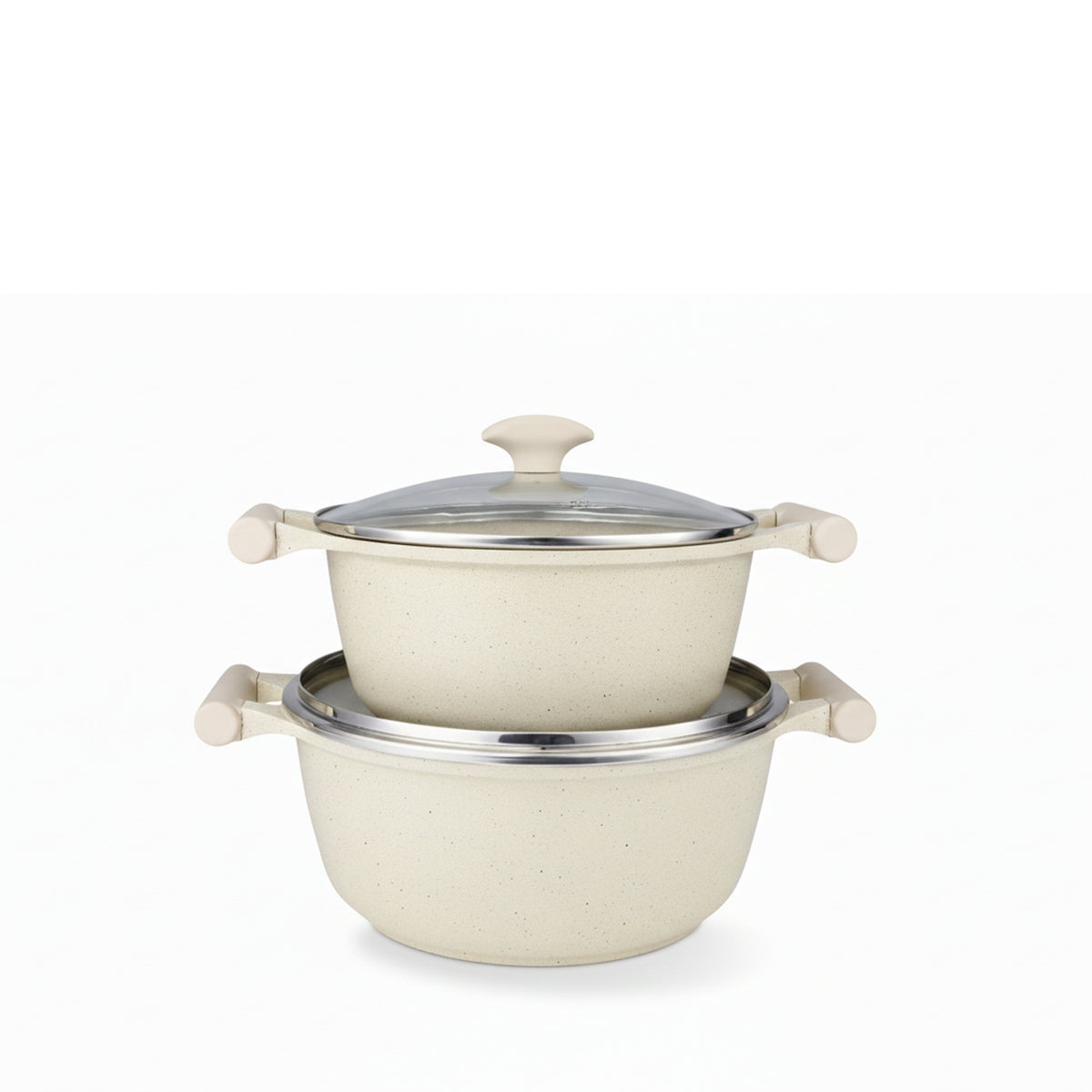 Prestige Essentials 12-Piece Off-White Granite Cookware Set | Non-Stick Pots and Pans Set | Induction Compatible Cooking Set | PR80977