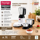 Prestige Emerald Deluxe 1800W Max Mixer Grinder with 3 Jars | PR43192