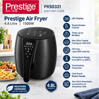 Prestige 4.8 Litre Digital Touchscreen Air Fryer with 60-Minute Timer (1500W) | PR50321