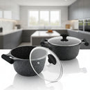 Prestige Essentials Granite 12 Piece Non-Stick Cast Aluminium Cookware sets | Induction Compatible Pots and Pans Set | Black - PR80965