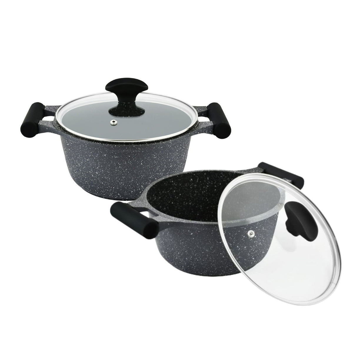 Prestige Essentials Nonstick Pots and Pans Set | Induction Cookware Set 11 Pieces | Non Stick Set Combo | Granite Cooking Set | Fry Pan Non Stick Combo Set | Black - PR80985