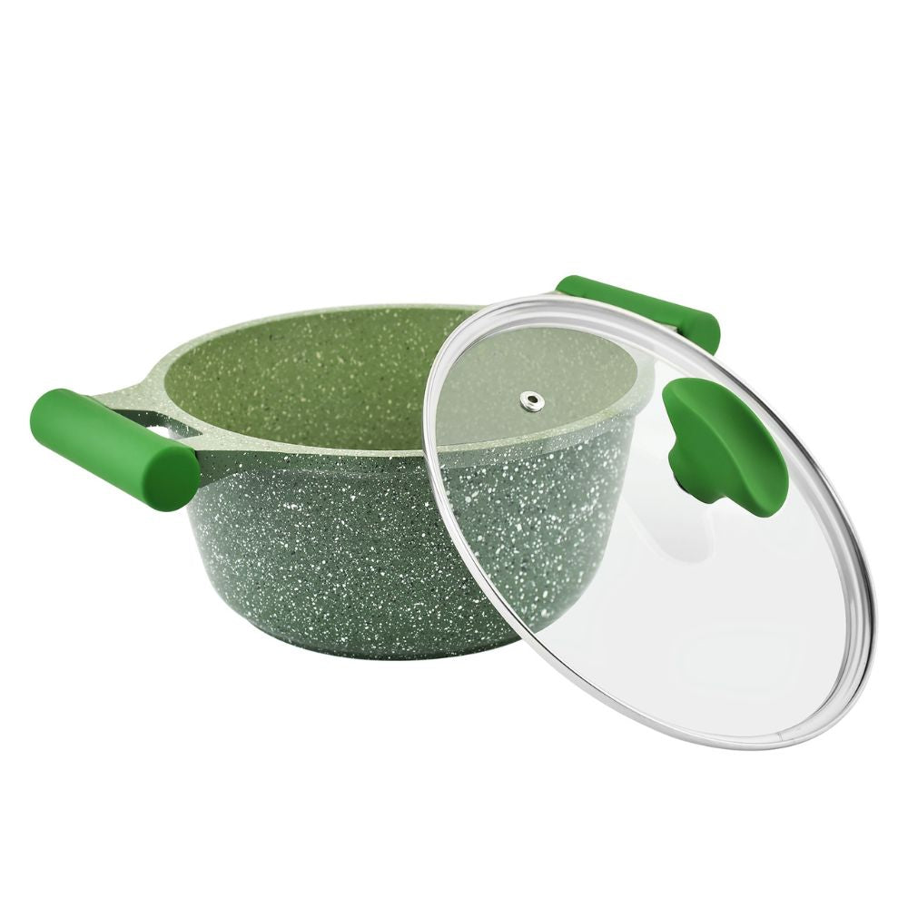 Prestige Essentials Granite 12 Piece Non-Stick Cast Aluminium Cookware sets | Induction Compatible Pots and Pans Set | Green - PR80963