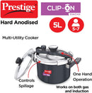 Prestige Svachh Clip-on 5 Litre Hard Anodised Pressure Cooker, Black | MPCHA20242