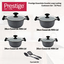 Prestige Essential 10 pcs Cookware Sets | Granite Coated Pots and Pans Set | Non-Stick Induction Compatible Cookware | Black - PR80997