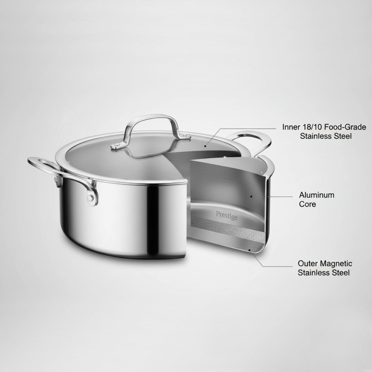 Prestige Infinity Tri Ply Stainless Steel 28cm Casserole With Lid | Induction + all hob suitable | PR81194