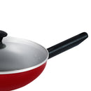 Prestige Classique Non-Stick 3Pcs Cookware Pan Set | 3X Ultra Tough Induction Compatible Frying Pan 28Cm & Wok with Lid 26CM | Red - PR21060