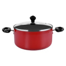 Prestige Value Pack Non-Stick Cookware sets 10Pcs | Non Stick Aluminium Pots and Pans Cooking Set | Soup Pots Set | Frying Pan Set | PR21700 - Red