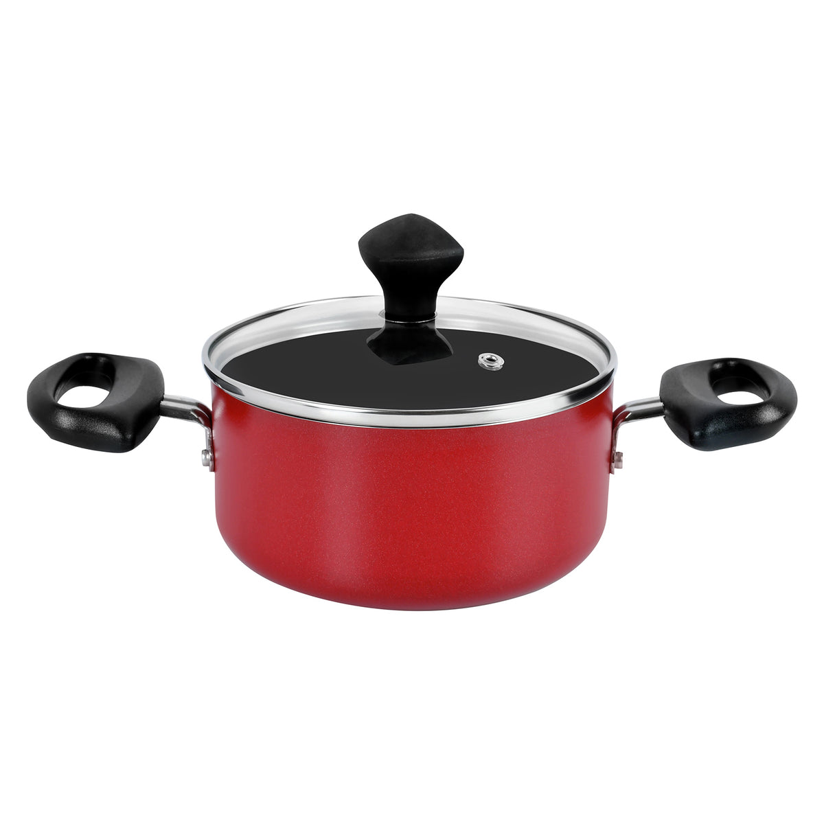 Prestige Value Pack Non-Stick Cookware sets 10Pcs | Non Stick Aluminium Pots and Pans Cooking Set | Soup Pots Set | Frying Pan Set | PR21700 - Red