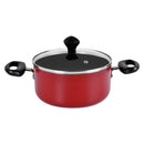 Prestige Value Pack Non-Stick Cookware sets 10Pcs | Non Stick Aluminium Pots and Pans Cooking Set | Soup Pots Set | Frying Pan Set | PR21700 - Red