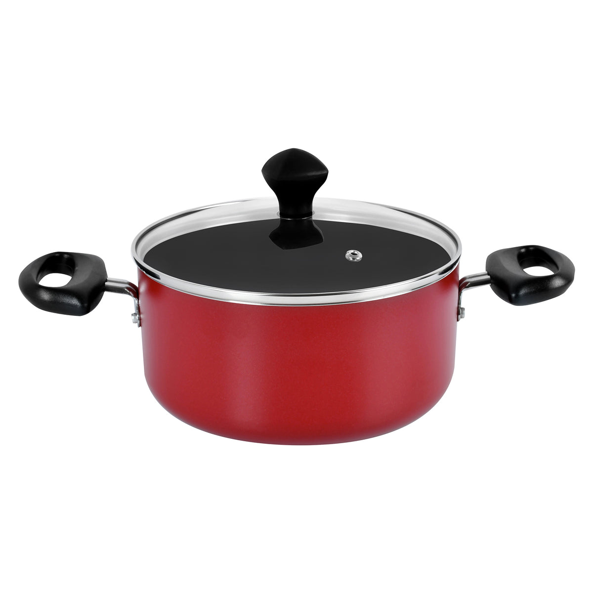 Prestige Value Pack Non-Stick Cookware sets 10Pcs | Non Stick Aluminium Pots and Pans Cooking Set | Soup Pots Set | Frying Pan Set | PR21700 - Red