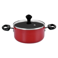 Prestige Value Pack Non-Stick Cookware sets 10Pcs | Non Stick Aluminium Pots and Pans Cooking Set | Soup Pots Set | Frying Pan Set | PR21700 - Red