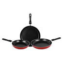 Prestige Aluminum Non- Stick 3Pcs Fry Pan Set | Induction Compatible Frying Pan | PR21784 - Red