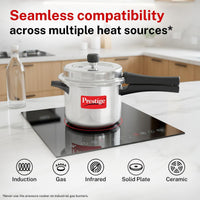 Prestige Popular Plus Svachh Virgin Aluminium Spillage Control Outer Lid Pressure Cooker, (Silver), 5 Liter | MPP10173