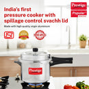 Prestige Popular Plus Svachh Virgin Aluminium Spillage Control Outer Lid Pressure Cooker, (Silver), 5 Liter | MPP10173