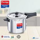 Prestige 2 Litre Stainless Steel Popular Svachh Outerlid Pressure Cooker | Deep lid for spillage control |Gas & Induction Compatible|Controlled Gasket Release System