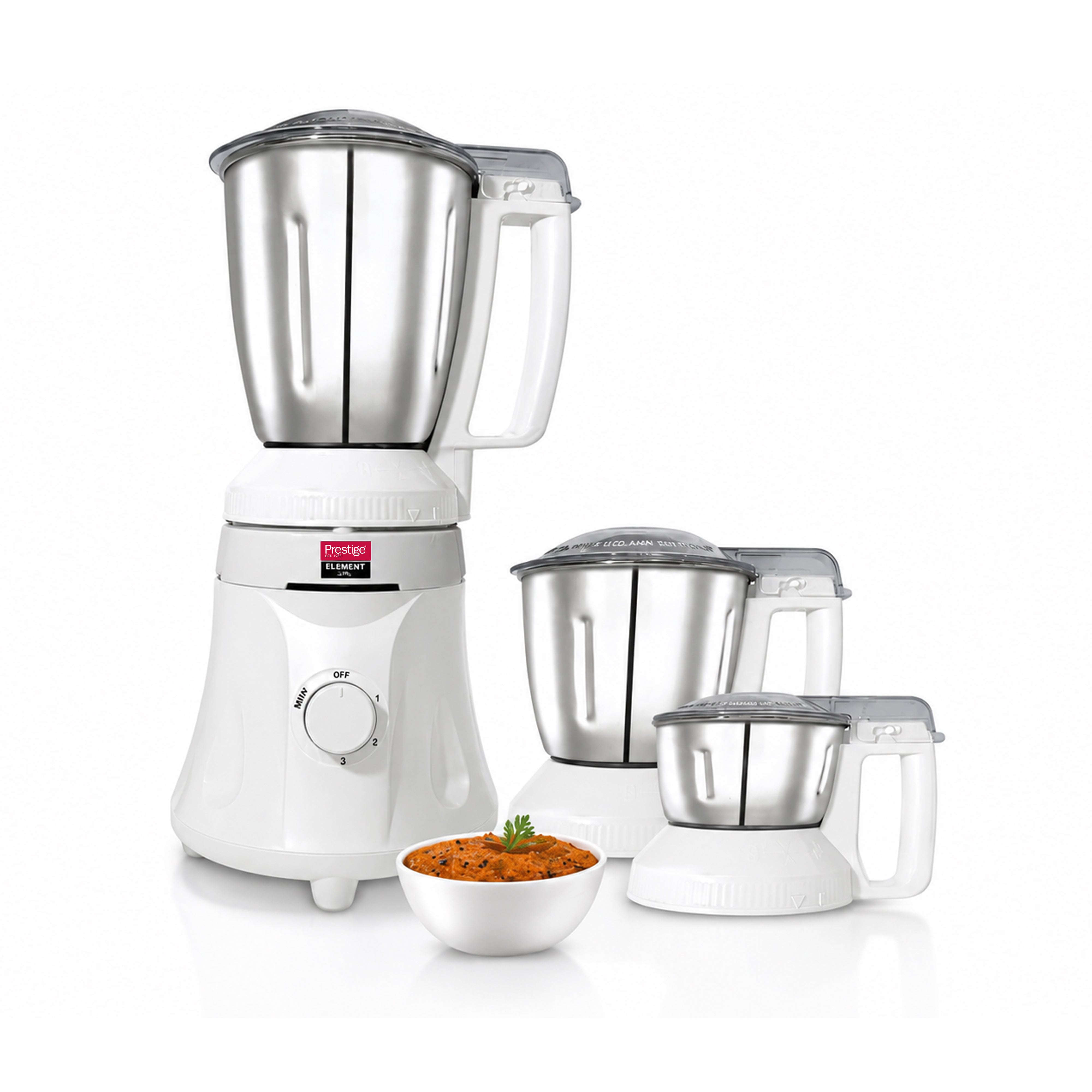 Prestige Element Extra Mixer Grinder 1200W Max With 3 Jars - White | PR43190