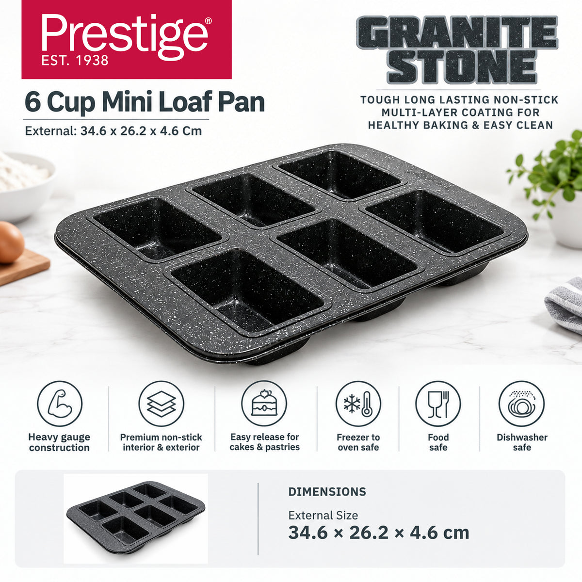 Prestige Granite 6 Cup Mini Loaf Pam | PR48776