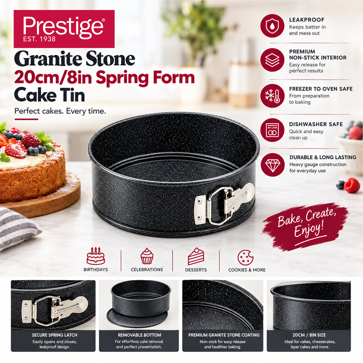 Prestige Granite Stone 20Cm/8 In Spring Form Cake Tin | PR48783
