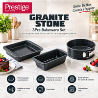Prestige Granite 3Pcs Bakeware Set (23Cm Sq Cake Tin & 23Cm Loaf Tin / 18Cm Springform Cake Tin) | PR49078