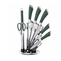 Prestige Kitchen Knife Set with Acrylic Knife Stand | Premium Kitchen Set with Clear Storage Block | Laser-cut Rust-free Stainless Steel Blade | PR50910 - Green