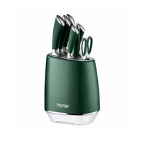 Prestige 8-Piece Stainless Steel Knife Block Set - Green | Knife set with stand | PR50911