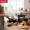 Prestige Essentials Granite 12 Piece Non-Stick Cast Aluminium Cookware sets | Induction Compatible Pots and Pans Set | Black - PR80965