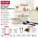 Prestige Essentials 7-Piece Off-White Granite Set | Non-Stick Pots and Pans Set | Induction Compatible Cooking Set | PR80971