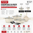 Prestige Essentials 9-Piece Off-White Granite Cookware Set | Non-Stick Pots and Pans Set | Induction Compatible Cooking Set | PR80975