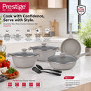 Prestige Essentials 9-Piece Grey Granite Cookware Set  | Non-Stick Pots and Pans Set | Induction Compatible Cooking Set |  PR80976