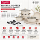 Prestige Essentials 12-Piece Off-White Granite Cookware Set | Non-Stick Pots and Pans Set | Induction Compatible Cooking Set | PR80977