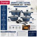 Prestige Essential 10 pcs Cookware Sets | Granite Coated Pots and Pans Set | Non-Stick Induction Compatible Cookware | Dark Blue - PR80999