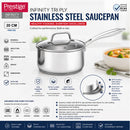 Prestige Infinity Tri Ply Stainless Steel 20cm Saucepan With Lid | Induction + all hob suitable | PR81188