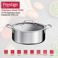 Prestige Infinity Tri Ply Stainless Steel 20cm Casserole With Lid | Induction + all hob suitable | PR81190