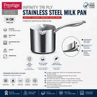 Prestige Infinity Tri Ply Stainless Steel 14cm Milk Pan | Induction + all hob suitable | PFOA Free | PR81198
