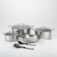 Prestige Tri Ply Stainless Steel 9 Pcs Cooking Set | Induction + all hob suitable | Pots and Pans Set | PR81201