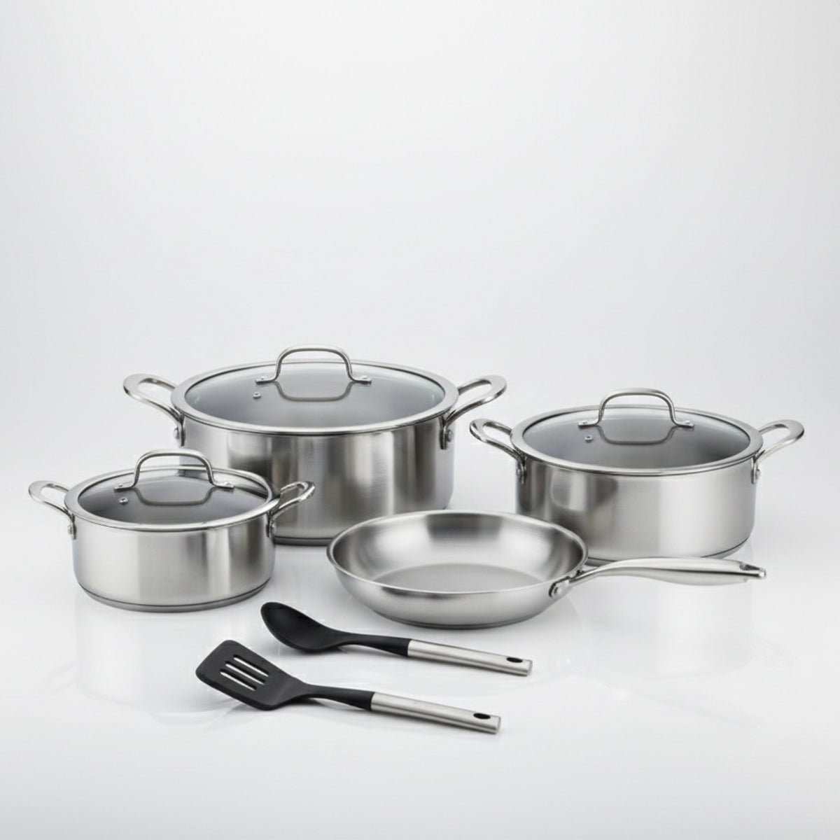 Prestige Tri Ply Stainless Steel 9 Pcs Cooking Set | Induction + all hob suitable | Pots and Pans Set | PR81201