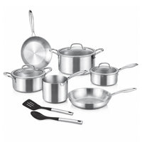 Prestige Tri Ply Stainless Steel 11 Pcs Cooking Set | Induction + all hob suitable | Pots and Pans Set | PR81202