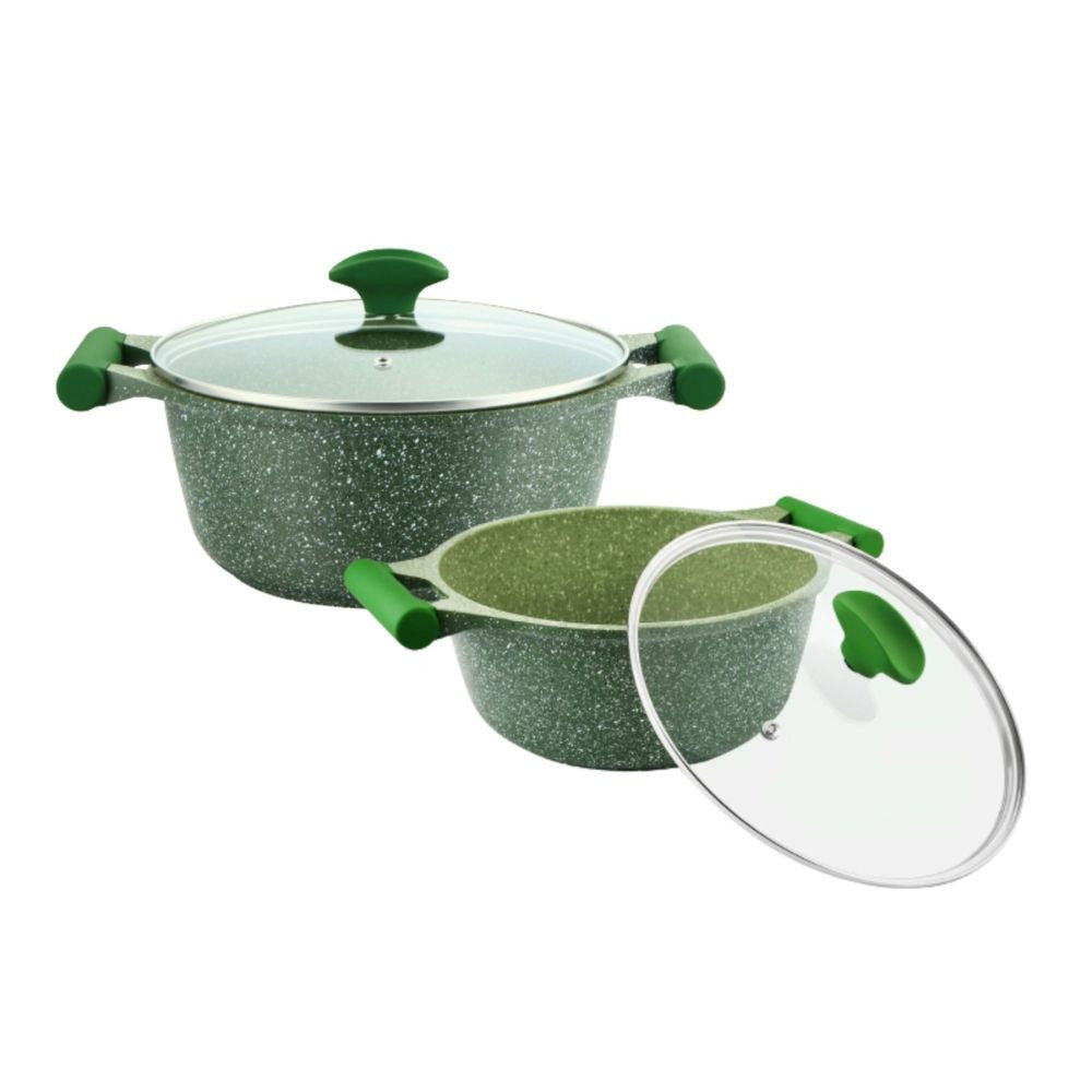 Prestige Essentials Nonstick Pots and Pans Set | Induction Cookware Set 11 Pieces | Non Stick Set Combo | Granite Cooking Set | Fry Pan Non Stick Combo Set | Green - PR80986
