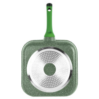 Prestige Essentials Square Grill Pan 28Cm | Non-Stick Granite Coated Grill Skillet | Induction Compatible Cookware | Green - PR81128