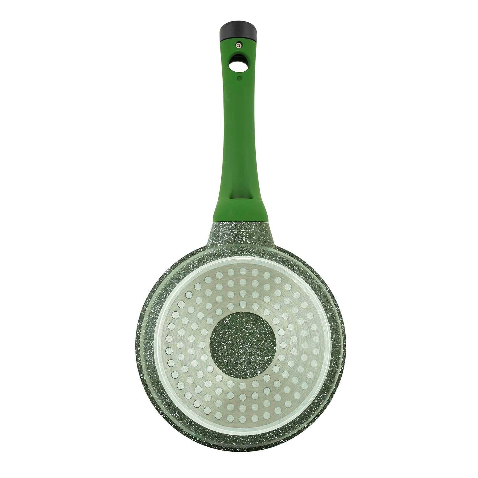 Prestige Essentials Sauce Pan with Glass Lid 18 Cm | Induction Compatible Non Stick Pan | Granite Coted Cooking Pot | Green - PR81107