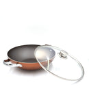 Prestige Ultra Non Stick Kadai with Glass Lid 24Cm and Complimentary Pan Holder | Induction Based Stock Pot | Non stick Stock Pot with Lid | PR22603