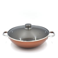 Prestige Ultra Non Stick Kadai with Glass Lid 28Cm and Complimentary Pan Holder | Induction Based Stock Pot | Non stick Stock Pot with Lid | PR22605