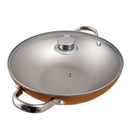 Prestige Ultra Non Stick Kadai with Glass Lid 28Cm and Complimentary Pan Holder | Induction Based Stock Pot | Non stick Stock Pot with Lid | PR22605